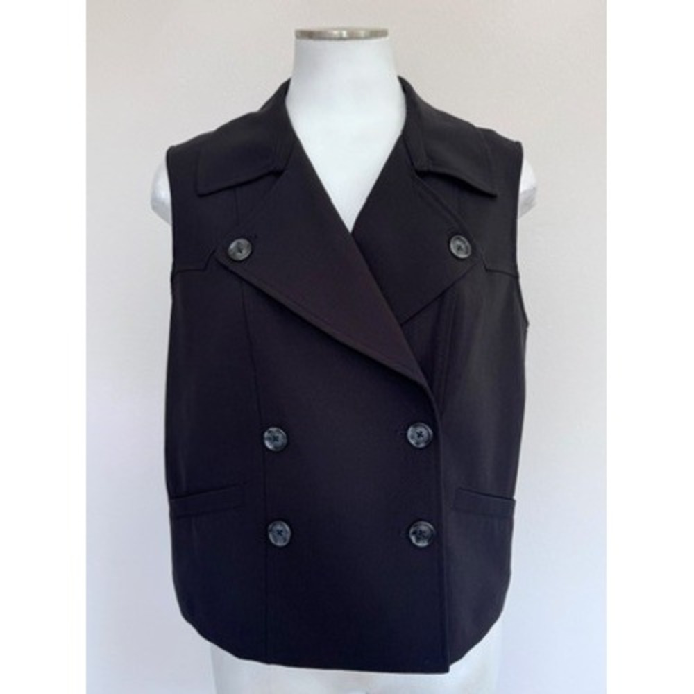 Halogen Womens Double Breasted Vest Top Rich Black HA210030MI Size M NEW